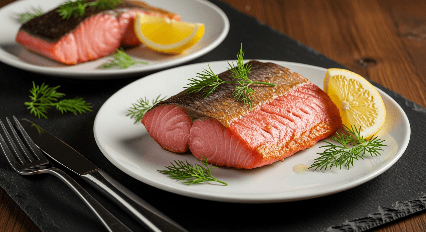 Stekt ishavsrøye med sprø skinn og frisk dill